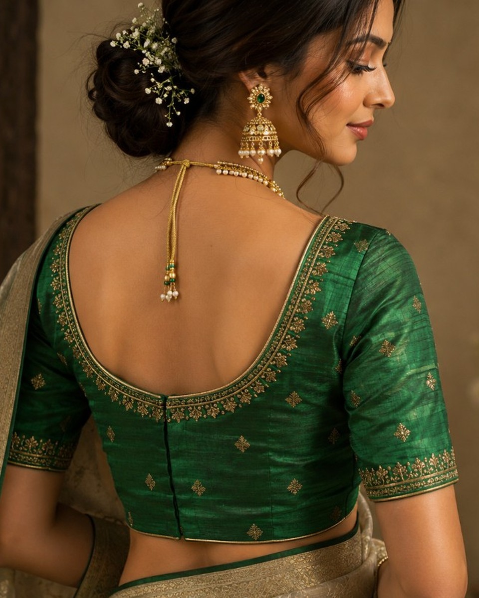 Emerald Raw Silk Blouse